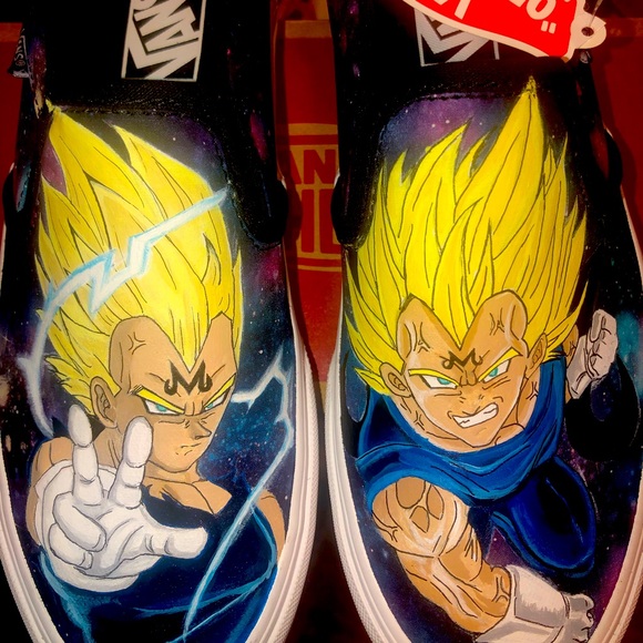 Majin Vegeta Vans slip on womens size 8.5 - Picture 1 of 2